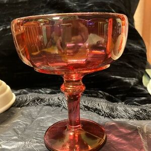 MCM Carnival Glass cranberry dish